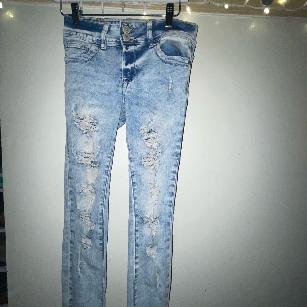 Hot Kiss Light Blue Distressed Skinny Jeans